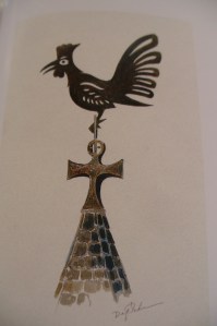 Dag Peterson's watercolour of the Cockerel on Farrera's Bell Tower