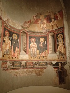Sant Pere del Burgal frescos originally sited in Pallars Sobira in the Pyrenees, and now in MNAC, Barcelona commissioned by and showing Lucia de la Marche