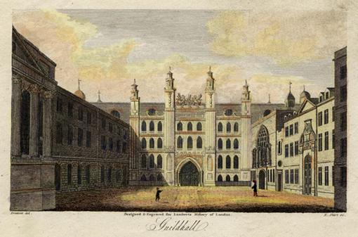 Guildhall._Engraved_by_E.Shirt_after_a_drawing_by_Prattent._c.1805.